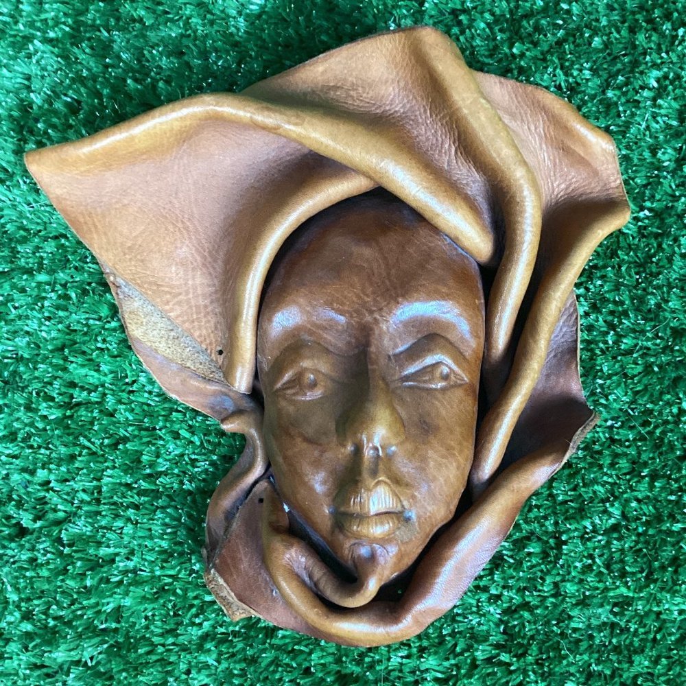 Leather Mask Face Sculpture Wall Art